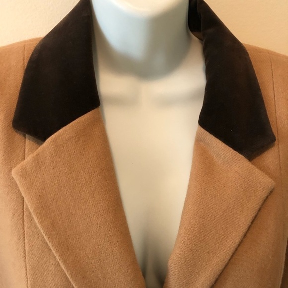 VTG 90’s Urban Wool Lined Pea Coat 10 Velvet Detail Padded Shoulder Button Up - Picture 5 of 9